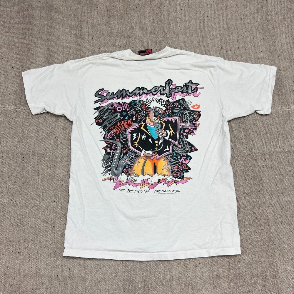 Vintager Summerfest Shirt Mens XL White 1990s Holubek Milwaukee